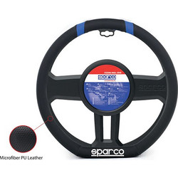 Sparco Κάλυμμα Τιμονιού Δερματίνη μαύρο - μπλέ (flat bottom) SPC1114BL