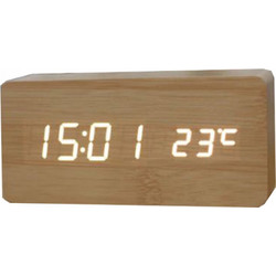 ΞΥΛΙΝΟ ΨΗΦΙΑΚΟ ΡΟΛΟΙ ΜΕ ΘΕΡΜΟΚΡΑΣΙΑ WOODEN CLOCK WOODENCLOCK-02 - OEM