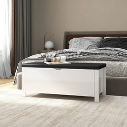 vidaXL Κουτί Αποθήκευσης Μοριοσ. &Μαξιλάρι 105x40x45 εκ. - γυαλιστερό-λευκό, 105x40x45εκ-2