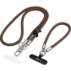 Tech-Protect C10S Σετ Λουράκι Κινητού για Λαιμό & Καρπό Walnut Brown/Titanium