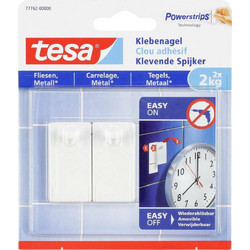 Tesa 77762-00000-00 Κρεμαστράκια με Αυτοκόλλητο Μεταλλικά Λευκά 2τμχ