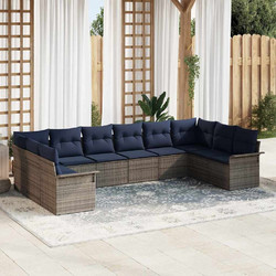 vidaXL Σετ Κήπου Rattan 10τμχ Ανοιχτό Γκρι 3354214