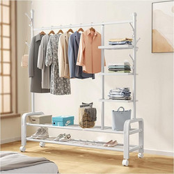 Κρεμάστρα ράγα οργάνωσης ρούχων Nextdeco λευκή Υ165x37x150εκ
