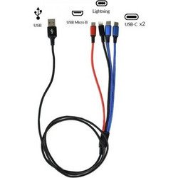 Cable USB 4 in 1 Type C/Micro USB/Lighting 125cm 2.8A