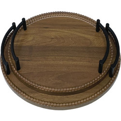 ΔΙΣΚΟI MDF SET/2 ΣΤΡΟΓΓΥΛΟΣ ΚΑΦΕ/ΜΑΥΡΟ ΜΕ ΜΕΤΑΛΛΙΚΑ ΧΕΡΟΥΛΙΑ - L:Φ35, S:Φ30cm 12/KIB