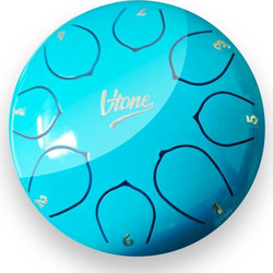 V-TONE VBJ 6-8 C Steel Tongue Drum Tank Drum Hank Drum Cyan 6 Inch 8 Tone Drumsticks Case 4 Finger Cots Stick Rest Stickers Tune List Set
