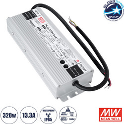 GLOBOSTAR(R) MEANWELL-HLG320H-24A 90794 Τροφοδοτικό/Μετασχηματιστής SELV 320W 13.3A DC24V Αδιάβροχο IP65 - AC 220-240V σε DC 24V / Ρυθμιζόμενο από DC 21V έως DC 26V - Μ25.2 x Π9 x Υ4.38cm