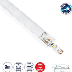 GloboStar(R) ALP-LINEAR CURBARIO 70863-3M Προφίλ Αλουμινίου - Βάση & Ψύκτρα Ταινίας LED με Λευκό Γαλακτερό Κάλυμμα - Επιφανειακή Χρήση - Εύκαμπτο με Δυνατότητα Κυρτής Τοποθέτησης - Πατητό Κάλυμμα - Λε