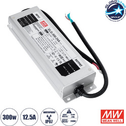 GLOBOSTAR(R) MEANWELL-ELG300-24A 90790 Τροφοδοτικό/Μετασχηματιστής Class I SELV 300W 12.5A AC 220-240V σε DC 24V Αδιάβροχο IP67 - Ρυθμιζόμενo από DC 22.4V έως DC 25.6V - Ασημί - Μ24.6 x Π7.7 x Υ3.9cm