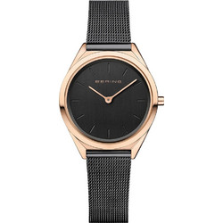 Bering Ultra Slim Γυναικείο Ρολόι με Μαύρο Μεταλλικό Μπρασελέ 17031-166