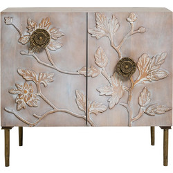 Artekko Siena Καφέ Ξύλινος Μπουφές με Λουλούδια (83.8x40.6x76.2)cm D8234