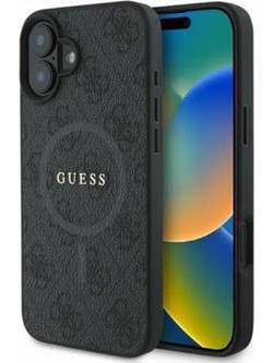 Guess Back Cover Δερμάτινο για iPhone 16 - Μαύρο