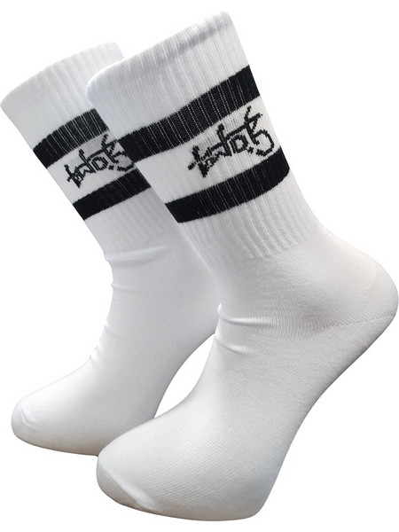 TWO BROTHERS Κάλτσες λευκές Black Stripes TBS-01-white