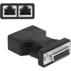 DELOCK DELOCK αντάπτορας D-Sub 15 Pin σε 2x RJ45 66806, μαύρος