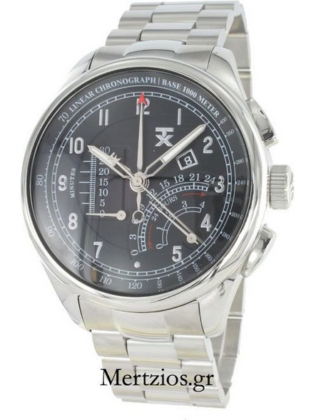 TX Technoluxury Linear Chrono Ανδρικό Ρολόι Χρονογράφος με Ασημί Μεταλλικό Μπρασελέ T3C190