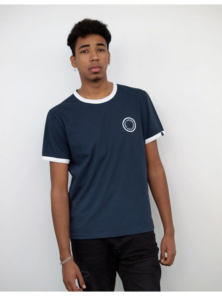Hoodloom T-shirt με Τύπωμα&Contrast Λεπτομέρειες - Μπλε Σκούρο