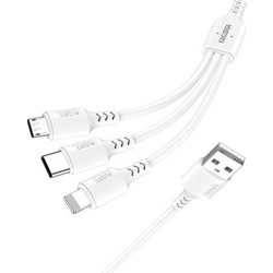 Kakusiga USB to Type-C / Lightning / micro USB Cable 5A Λευκό 1.2m KSC-997