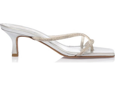 Sante Sandals Mule Με Τακούνι Ασημί| Made In Greece