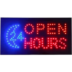Φωτιζόμενη Πινακίδα LED 24 Hours Open με Κίνηση