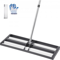VEVOR Updated Lawn Leveling Rake with Roller, 30" x 10" Stainless Steel Lawn Leveler with 83.9" Adjustable Handle, Heavy Duty Yard Leveling Rake, Effort Saving Lawn Leveling Tool for Yard Golf Court