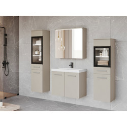 PoliHome Madrit II-Cashmere Σετ Έπιπλο Μπάνιου με Νιπτήρα, Καθρέπτη & 2 Στήλες 163048679