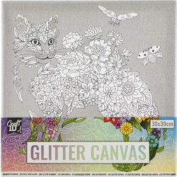 Καμβάς με Τυπωμένο Σχέδιο Glitter Craft ID Τελάρο 30x30cm Γάτα