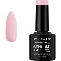 Elixir Semigel 821 Piggy Pink Ημιμόνιμο Βερνίκι Νυχιών 8ml