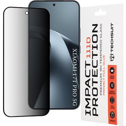 Techsuit 111D Πλήρης Κόλλα Απορρήτου για Xiaomi 17T Pro, Μαύρο