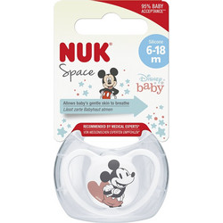 Nuk Space Disney Ανατομική Ορθοδοντική Πιπίλα Σιλικόνης 6-18m Mickey White