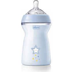 Chicco Natural Feeling Πλαστικό Μπιμπερό με Θηλή Σιλικόνης κατά των Κολικών 2+ Μηνών Light Blue 330ml