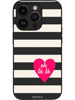 Sonique Stripe Stories Series Θήκη με Σχέδιο «Oh La La - Μαύρο» (iPhone 14 Pro)
