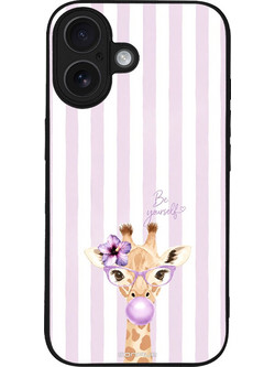 Sonique Stripe Stories Series Back Cover Lilac (iPhone 16) με Σχέδιο «Καμηλοπάρδαλη με Τσιχλόφουσκα»