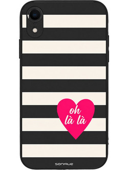 Sonique Stripe Stories Series Θήκη με Σχέδιο «Oh La La» Black (iPhone XR)