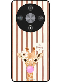 Sonique Stripe Stories Series Θήκη (Honor Magic6 Lite 5G) με Σχέδιο «Καφέ - Καμηλοπάρδαλη με Τσιχλόφουσκα»