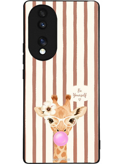 Sonique Stripe Stories Series Θήκη (Honor 70 5G) Καφέ με Σχέδιο «Καμηλοπάρδαλη με Τσιχλόφουσκα»