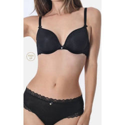 Sassa Push Up Σουτιέν Με Ενίσχυση & Μπανέλα Spacer Flexicup Μαύρο - Μαύρο