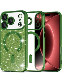 Techsuit Luxury Glitter MagSafe Θήκη iPhone 18 Pro Max / iPhone 17 Pro Max Deep Green