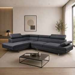 Woodwell Sector Γωνιακός Καναπές Δεξιά Γωνία Γκρι 265x191x82cm Ε989,3R