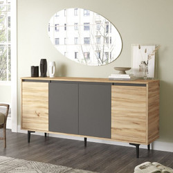 Μπουφές Augusta pakoworld oak-ανθρακί 160x40x78.5εκ κωδ. 0060-176-000036