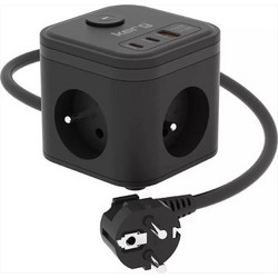 Kerg 3-Socket Power Cube USB-A+USB-C Charger 1.5m 16A - Black