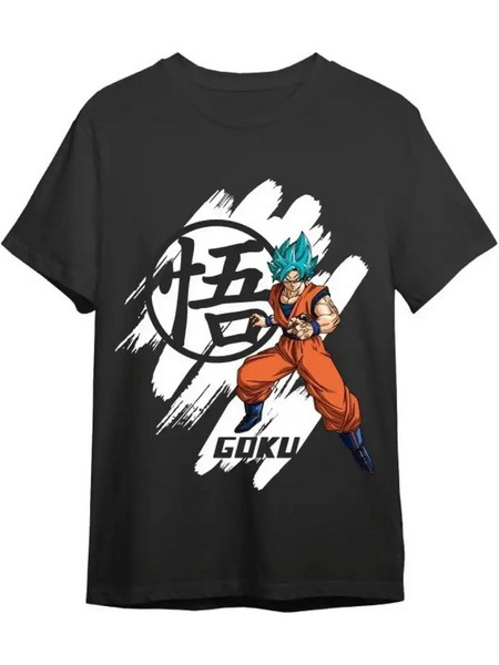 Dragon Ball T-Shirt Dragon Ball Super Goku Super Saiyan Blue Black Size L