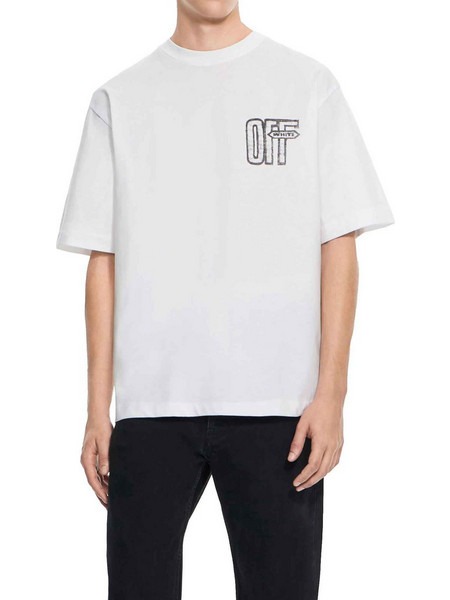 Off-White T-shirt Motion Arrow Skate relaxed skate fit λευκό βαμβακερό