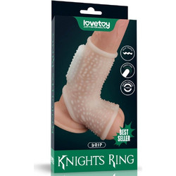 Lovetoy Drip Knights with Scrotum Sleeve Ελαστικό Δαχτυλίδι Πέους & Όρχεων Σιλικόνης με Δόνηση 4.8mm Λευκό