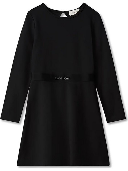 Calvin Klein Jeans Logo Tape Punto Παιδικό Φόρεμα Μακρυμάνικο Black LVCKTJF14G-8Y-16Y-BEH