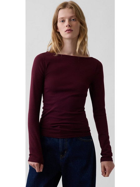 Γυναικεία Μπλούζα με Boatneck Λαιμόκοψη Noir red