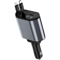 Φορτιστής αναπτήρα αυτοκινήτου Quick Charger με καλώδια φόρτισης TypeC - V7 - 210321