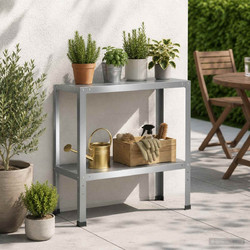 Τραπέζι φύτευσης 80 x 40 x 80 cm Γαλβανισμένος Χάλυβας Ασημί 8014867