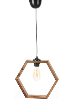 Chandelier Hexagon Antiquation Brown Wooden Body