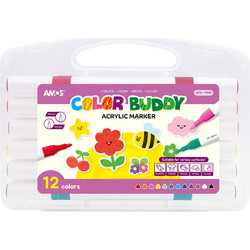 ΜΑΡΚΑΔΟΡΟΙ AMOS COLOR BUDDY ΑΚΡΥΛΙΚΟΙ 12χρωμ. (Διπλή μύτη)