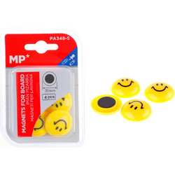 MP σετ μαγνήτες smiley face PA348-5, στρογγυλοί, 30mm, κίτρινοι, 5τμχ